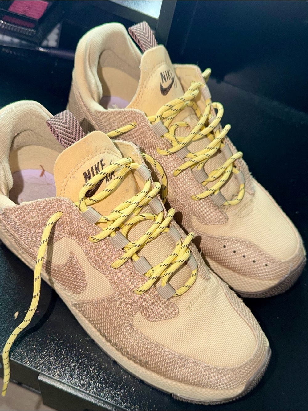 Nike Women's Tan and Yellow Mesh Sneakers